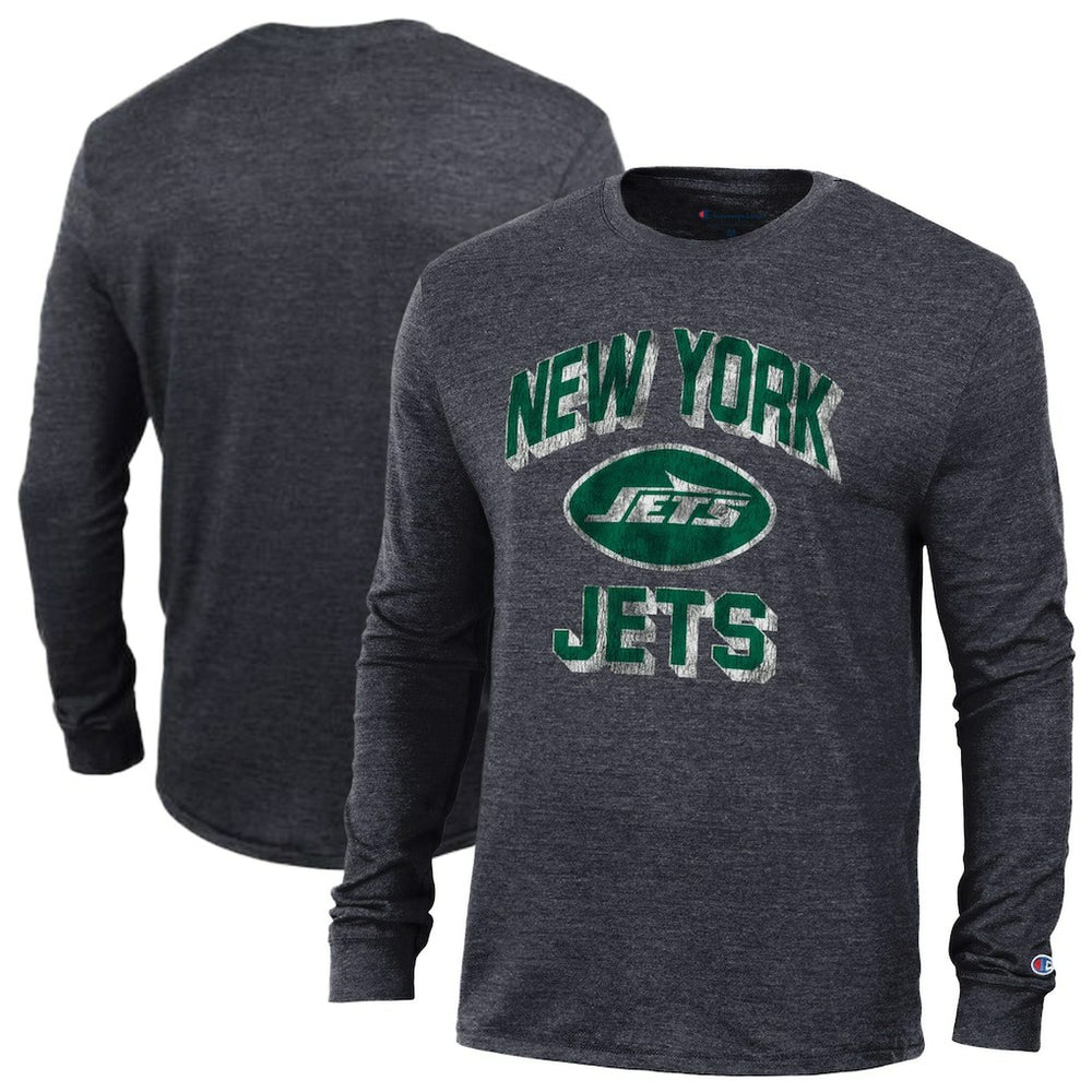New York Jets Champion Ultimate Tri-Blend Long Sleeve T-Shirt Heather Black - NFL
