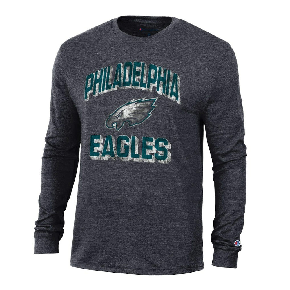 Philadelphia Eagles Champion Ultimate Tri-Blend Long Sleeve T-Shirt Heather Black - NFL