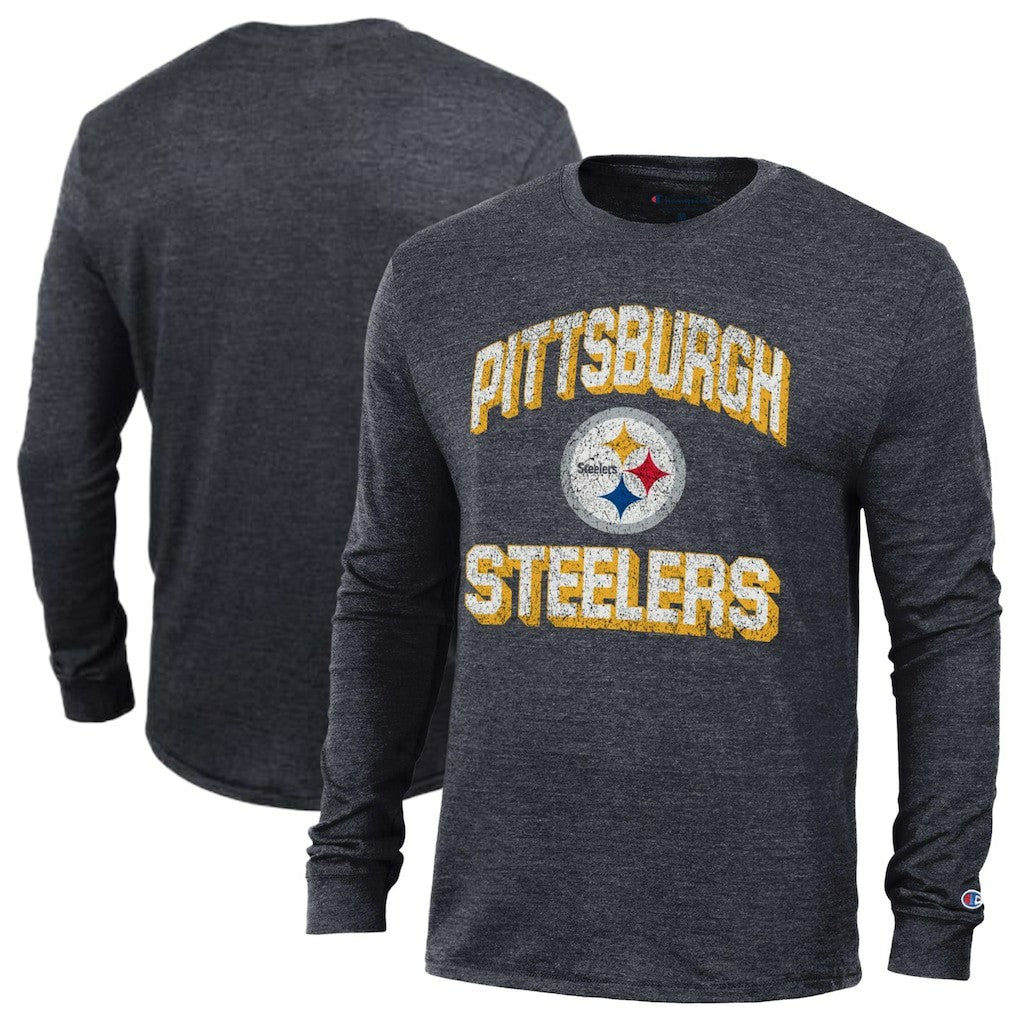 Pittsburgh Steelers Champion Ultimate Tri-Blend Long Sleeve T-Shirt Heather Black - NFL