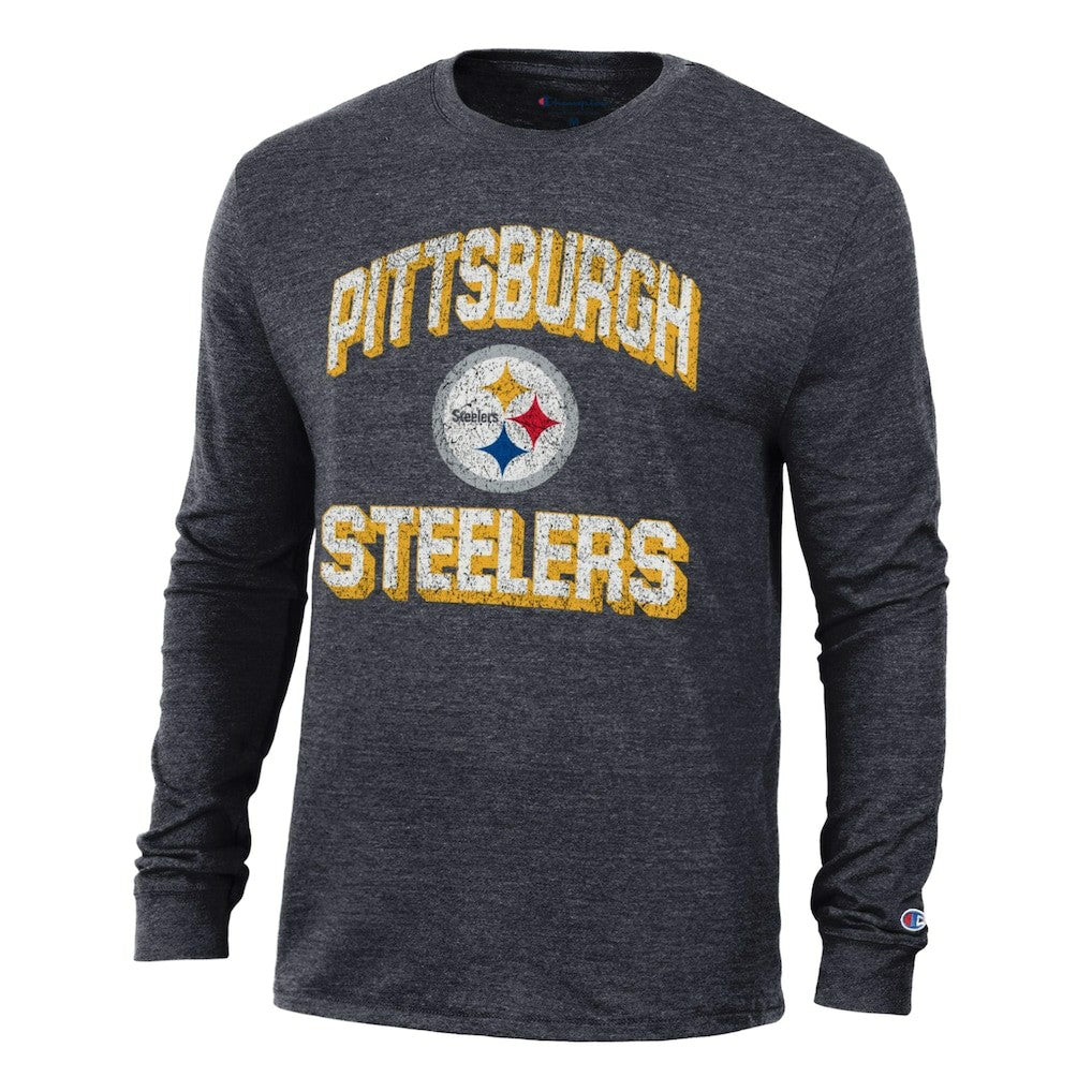 Pittsburgh Steelers Champion Ultimate Tri-Blend Long Sleeve T-Shirt Heather Black - NFL