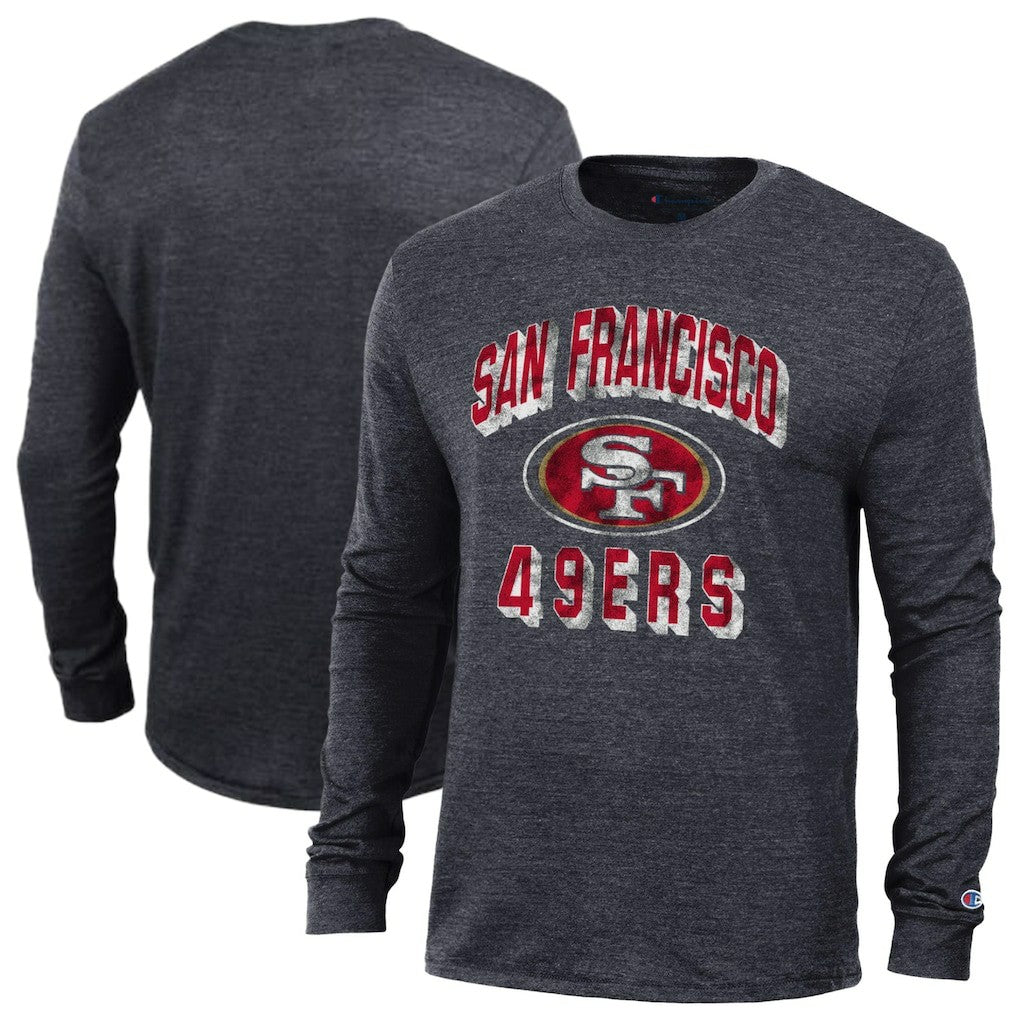 San Francisco 49ers Champion Ultimate Tri-Blend Long Sleeve T-Shirt Heather Black - NFL