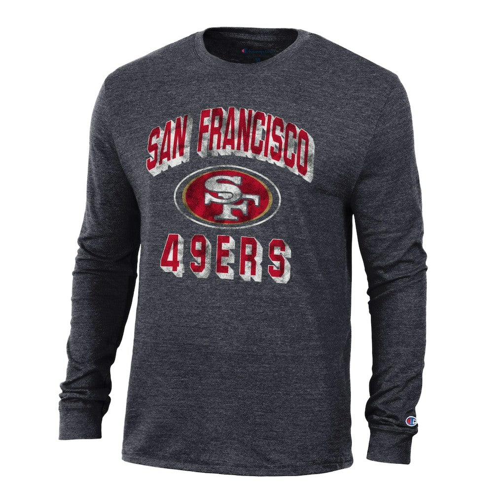 San Francisco 49ers Champion Ultimate Tri-Blend Long Sleeve T-Shirt Heather Black - NFL