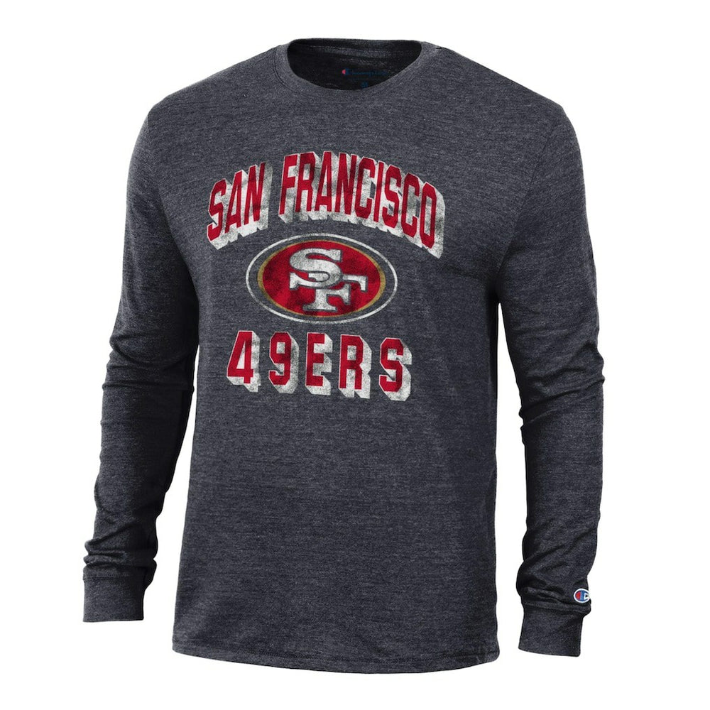 San Francisco 49ers Champion Ultimate Tri-Blend Long Sleeve T-Shirt Heather Black - NFL