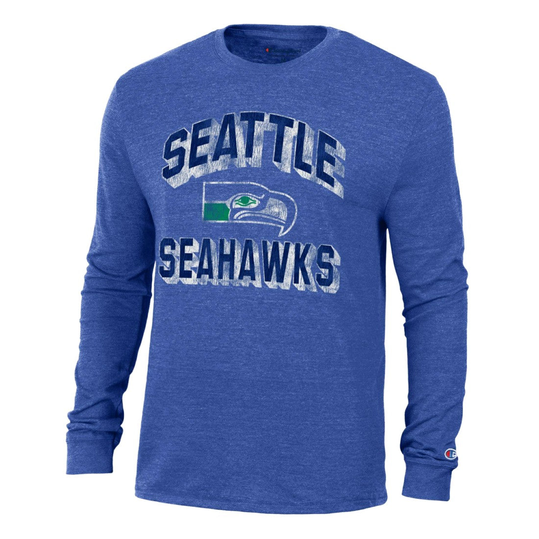 Seattle Seahawks Champion Ultimate Tri-Blend Long Sleeve T-Shirt Heather Royal - NFL