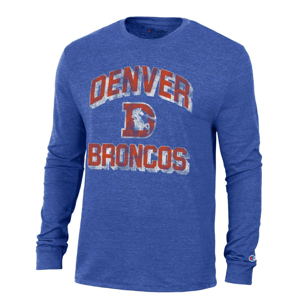 Denver Broncos Champion Ultimate Tri-Blend Long Sleeve T-Shirt Heather Royal - NFL