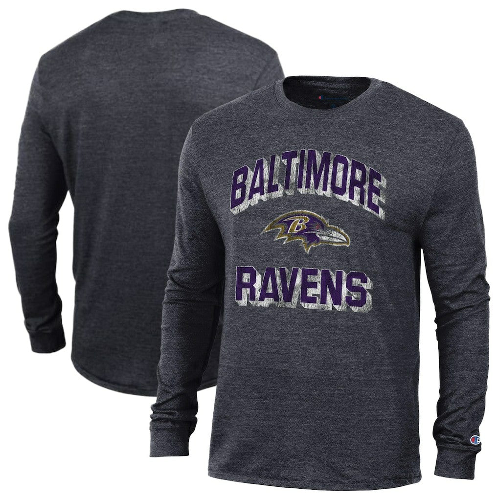 Baltimore Ravens Champion Ultimate Tri-Blend Long Sleeve T-Shirt Black - NFL
