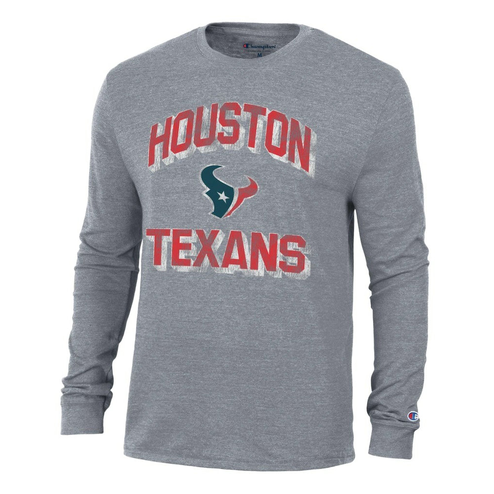 Houston Texans Champion Ultimate Tri-Blend Long Sleeve T-Shirt Heather Charcoal - NFL