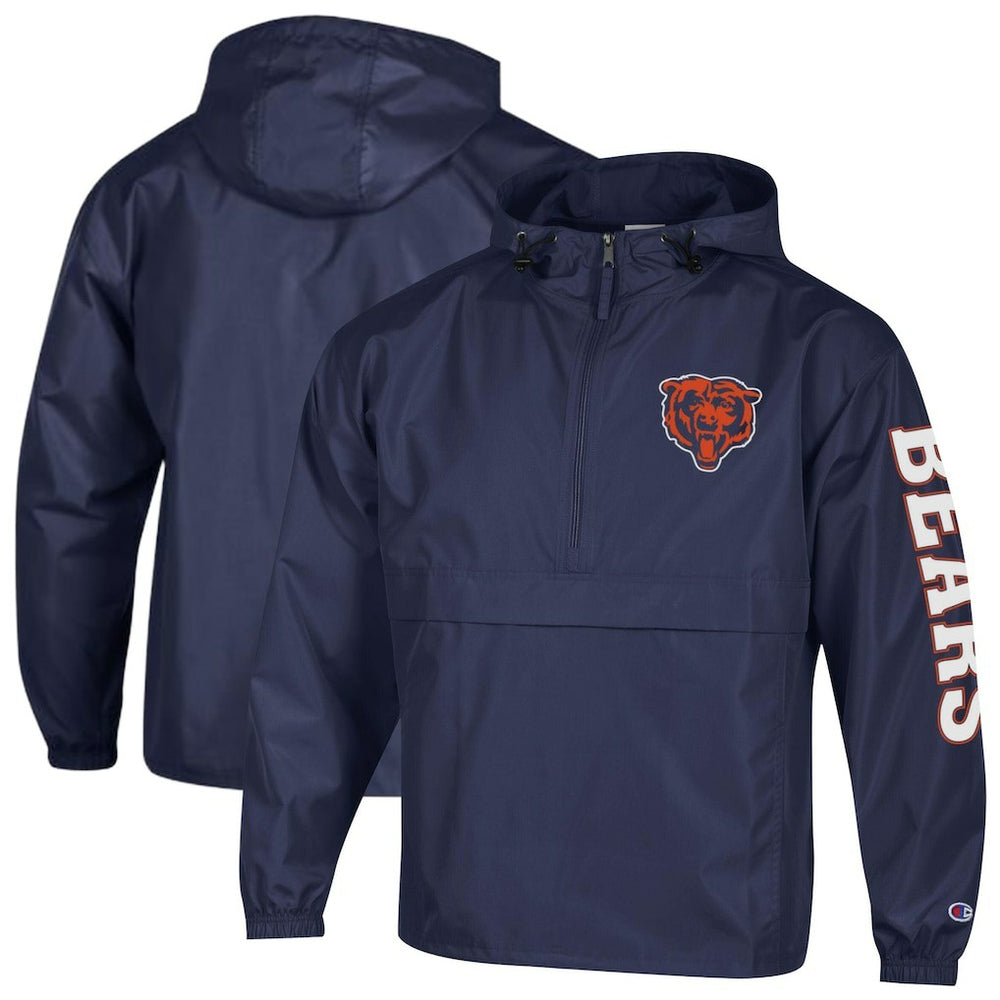 Chicago Bears Champion Packable Windbreaker Half-Zip Jacket Navy - NFL
