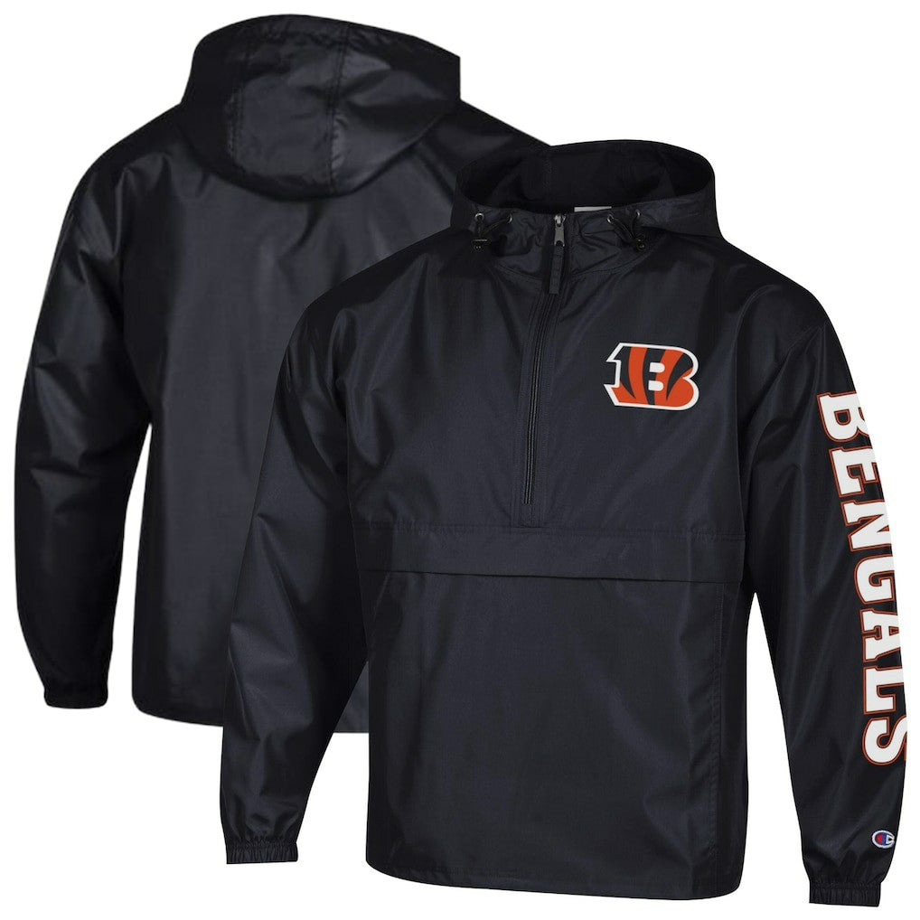 Cincinnati Bengals Champion Packable Windbreaker Half-Zip Jacket Black - NFL