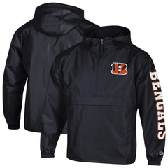 Cincinnati Bengals Champion Packable Windbreaker Half-Zip Jacket Black - NFL