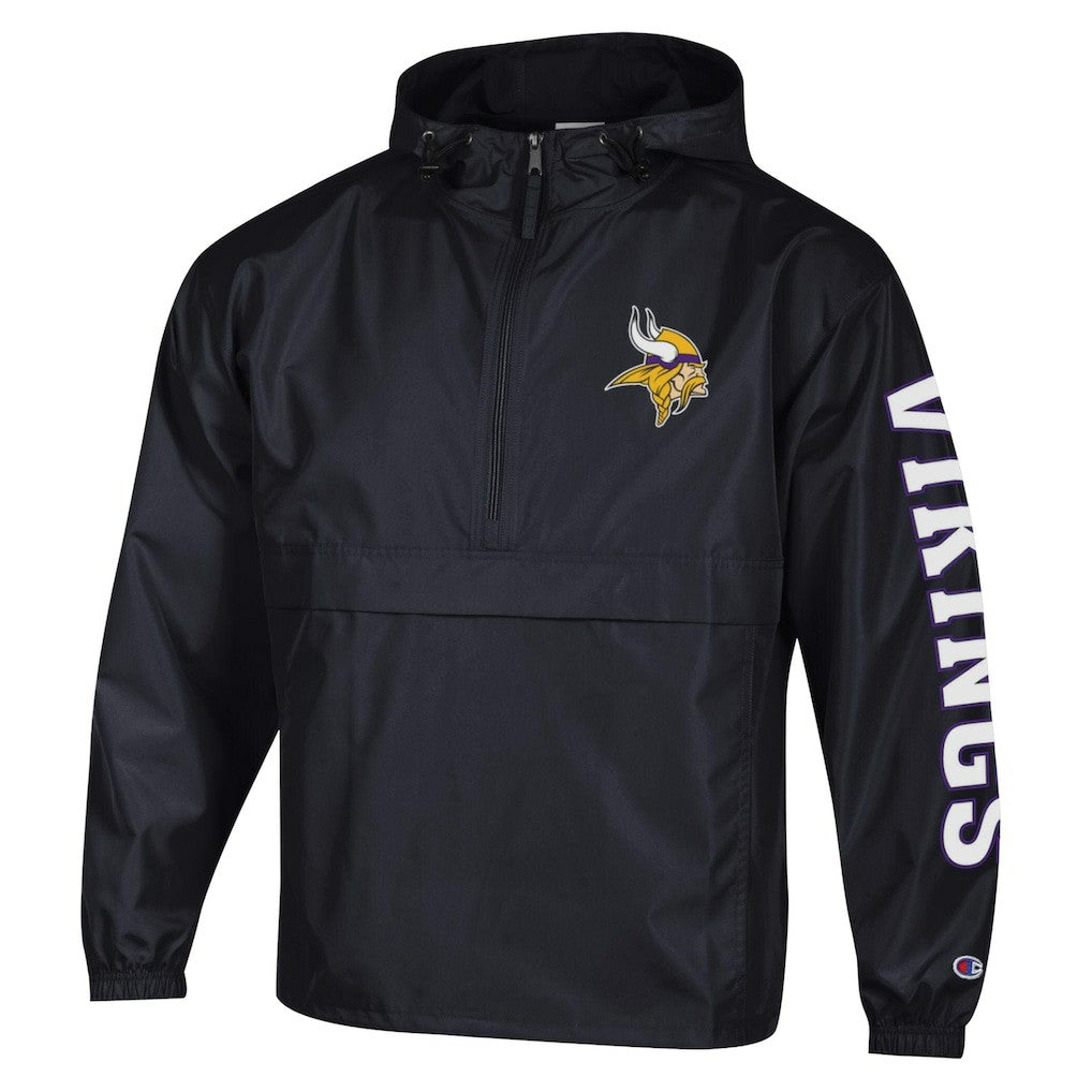 Minnesota Vikings Champion Packable Windbreaker Half-Zip Jacket Black - NFL