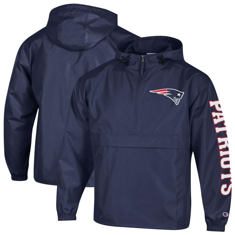New England Patriots Champion Packable Windbreaker Half-Zip Jacket Navy - NFL