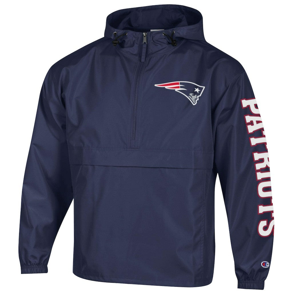New England Patriots Champion Packable Windbreaker Half-Zip Jacket Navy - NFL