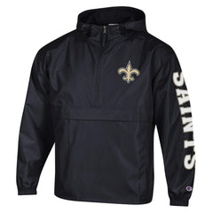New Orleans Saints Champion Packable Windbreaker Half-Zip Jacket Black - NFL