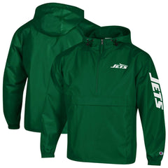 New York Jets Champion Packable Windbreaker Half-Zip Jacket Green - NFL