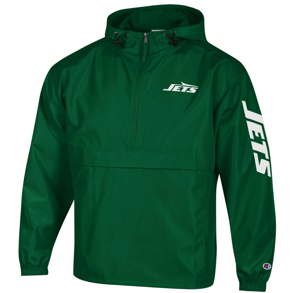 New York Jets Champion Packable Windbreaker Half-Zip Jacket Green - NFL