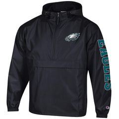 Philadelphia Eagles Champion Packable Windbreaker Half-Zip Jacket Black - NFL