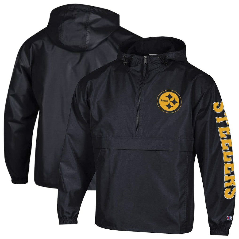 Pittsburgh Steelers Champion Packable Windbreaker Half-Zip Jacket Black - NFL