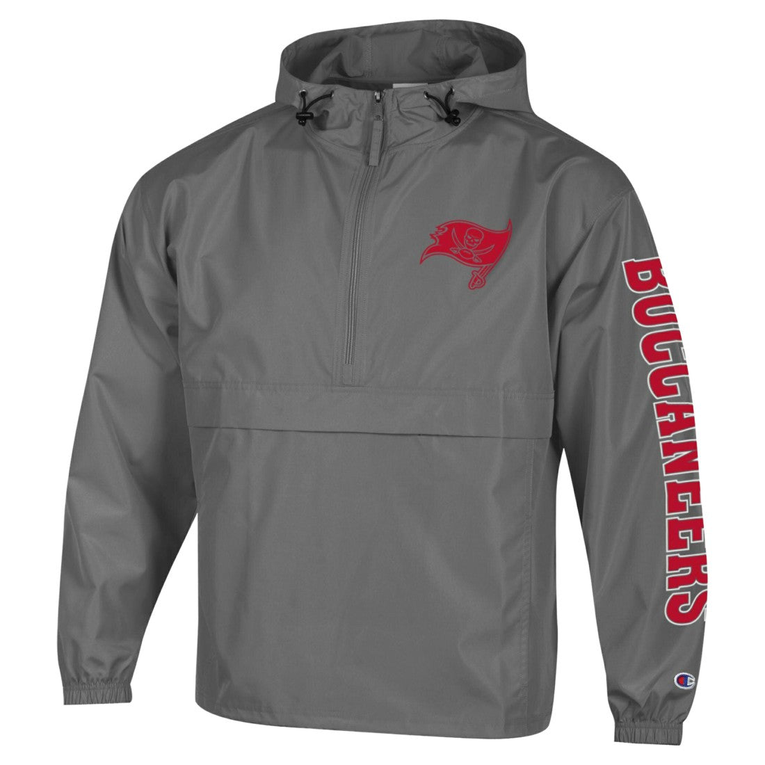 Tampa Bay Buccaneers Champion Packable Windbreaker Half-Zip Jacket Pewter - NFL