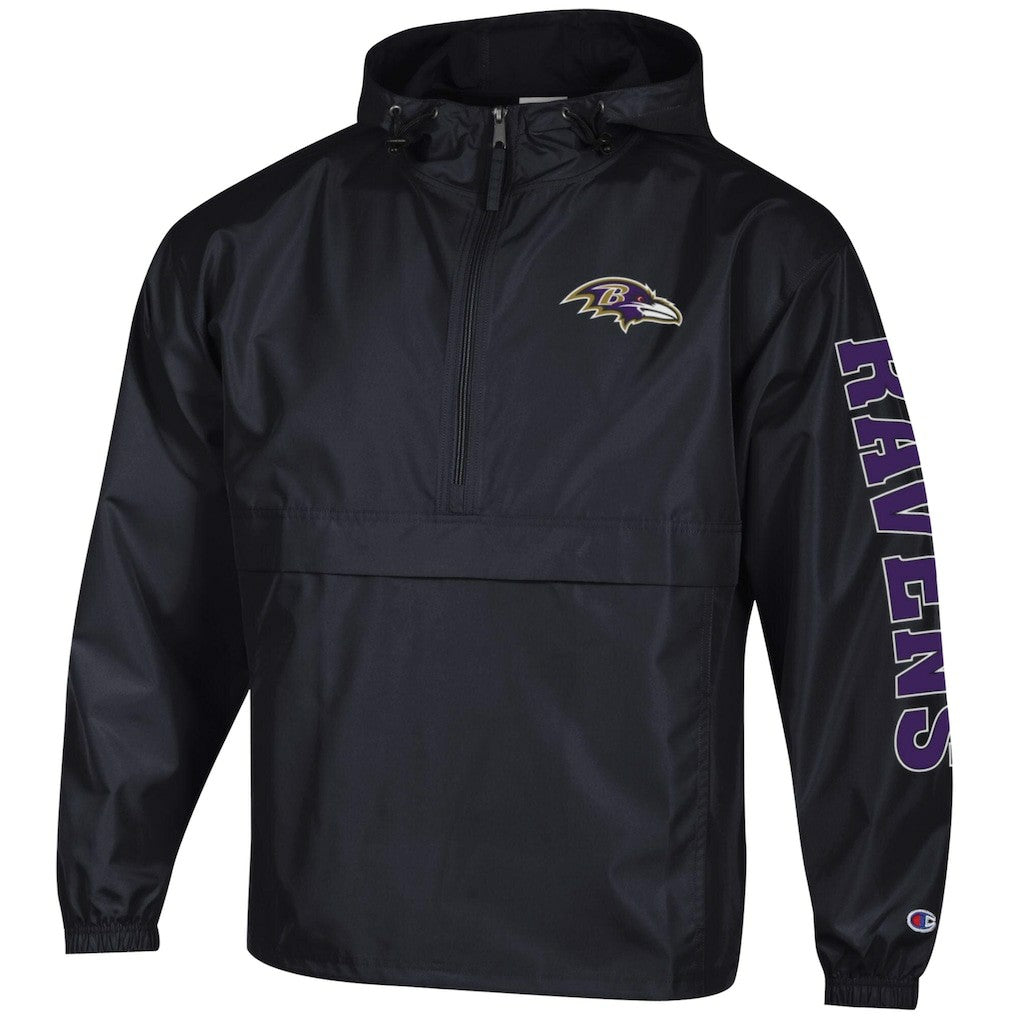 Baltimore Ravens Champion Packable Windbreaker Half-Zip Jacket Black - NFL