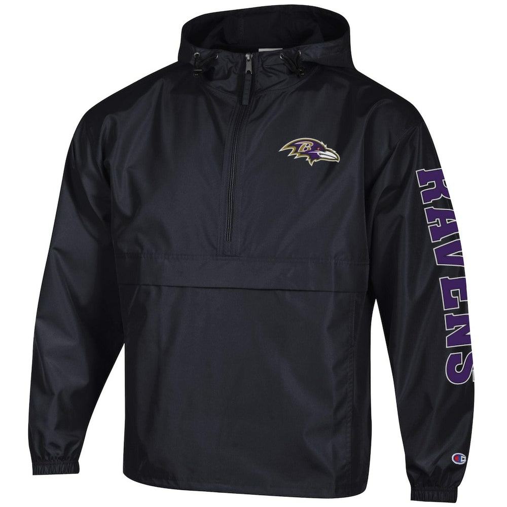 Baltimore Ravens Champion Packable Windbreaker Half-Zip Jacket Black - NFL