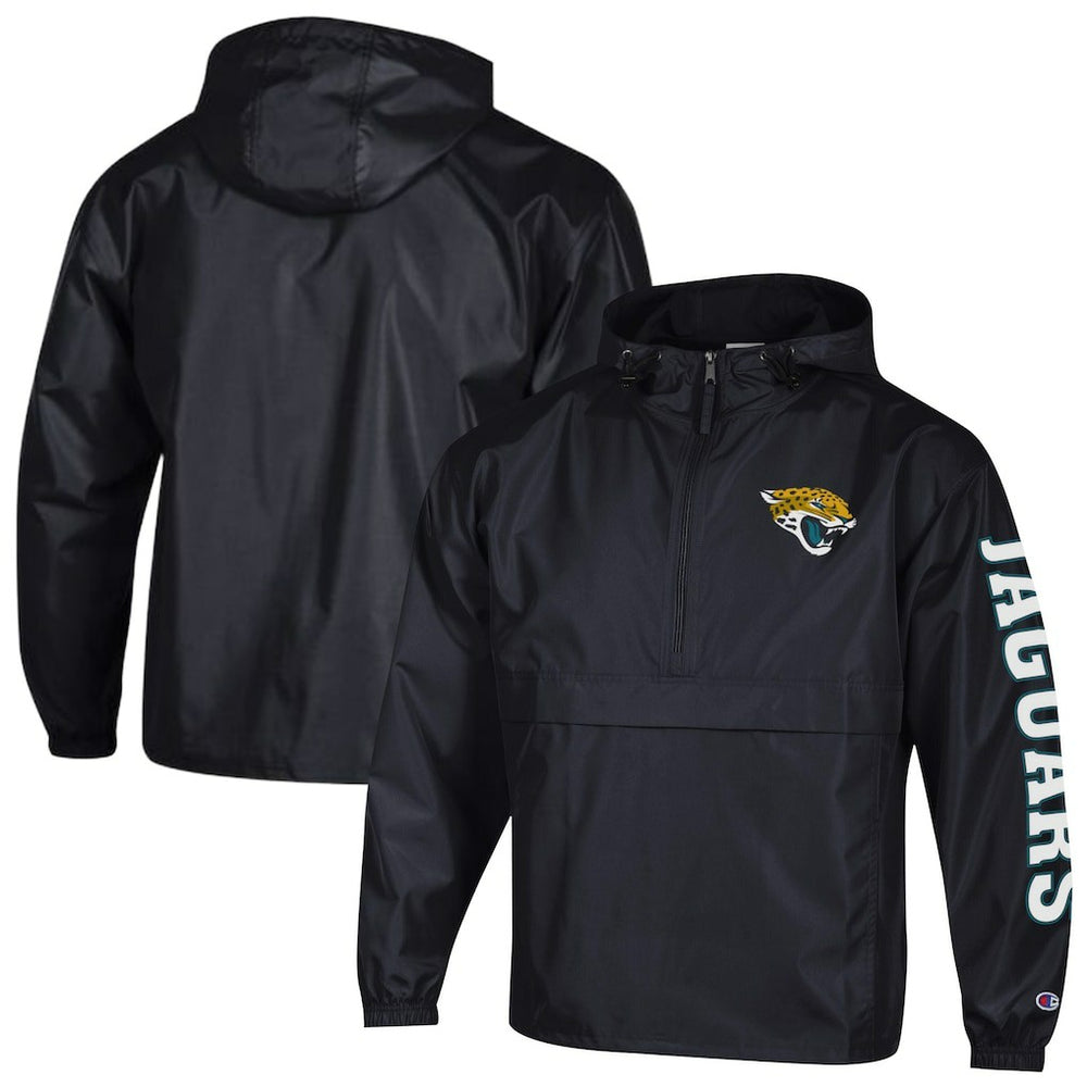Jacksonville Jaguars Champion Packable Windbreaker Half-Zip Jacket Black - NFL