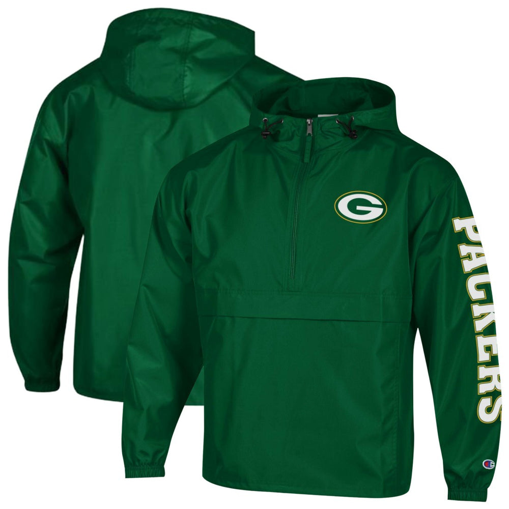 Green Bay Packers Champion Packable Windbreaker Half-Zip Jacket Green - NFL