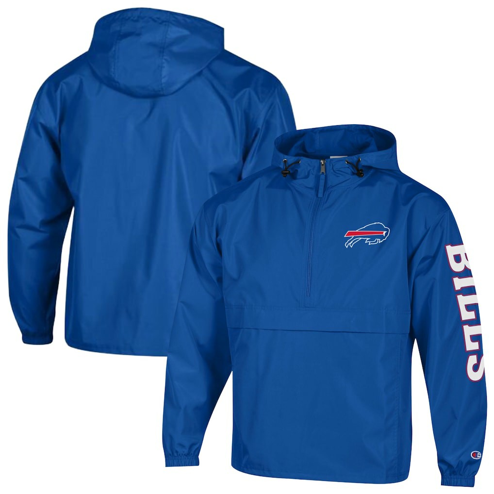Buffalo Bills Champion Packable Windbreaker Half-Zip Jacket Royal - NFL