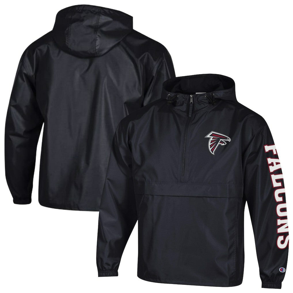 Atlanta Falcons Champion Packable Windbreaker Half-Zip Jacket Black - NFL