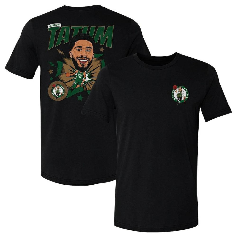 NBA - Jayson Tatum Boston Celtics 500 Level Caricature T-Shirt - Black