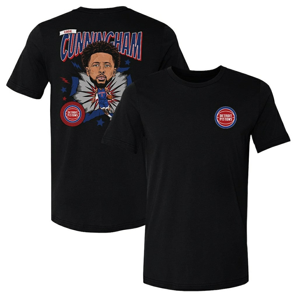 NBA - Cade Cunningham Detroit Pistons 500 Level Caricature T-Shirt - Black