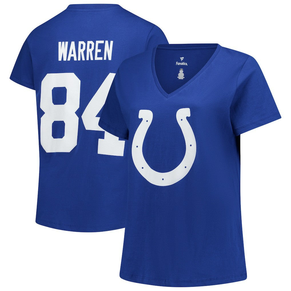 Tyler Warren Indianapolis Colts Women's Plus Size Name & Number V-Neck T-Shirt Royal - Fanatics