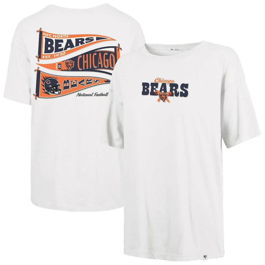 Chicago Bears '47 Women's Bow & Banner Sadie T-Shirt White - 47 brand