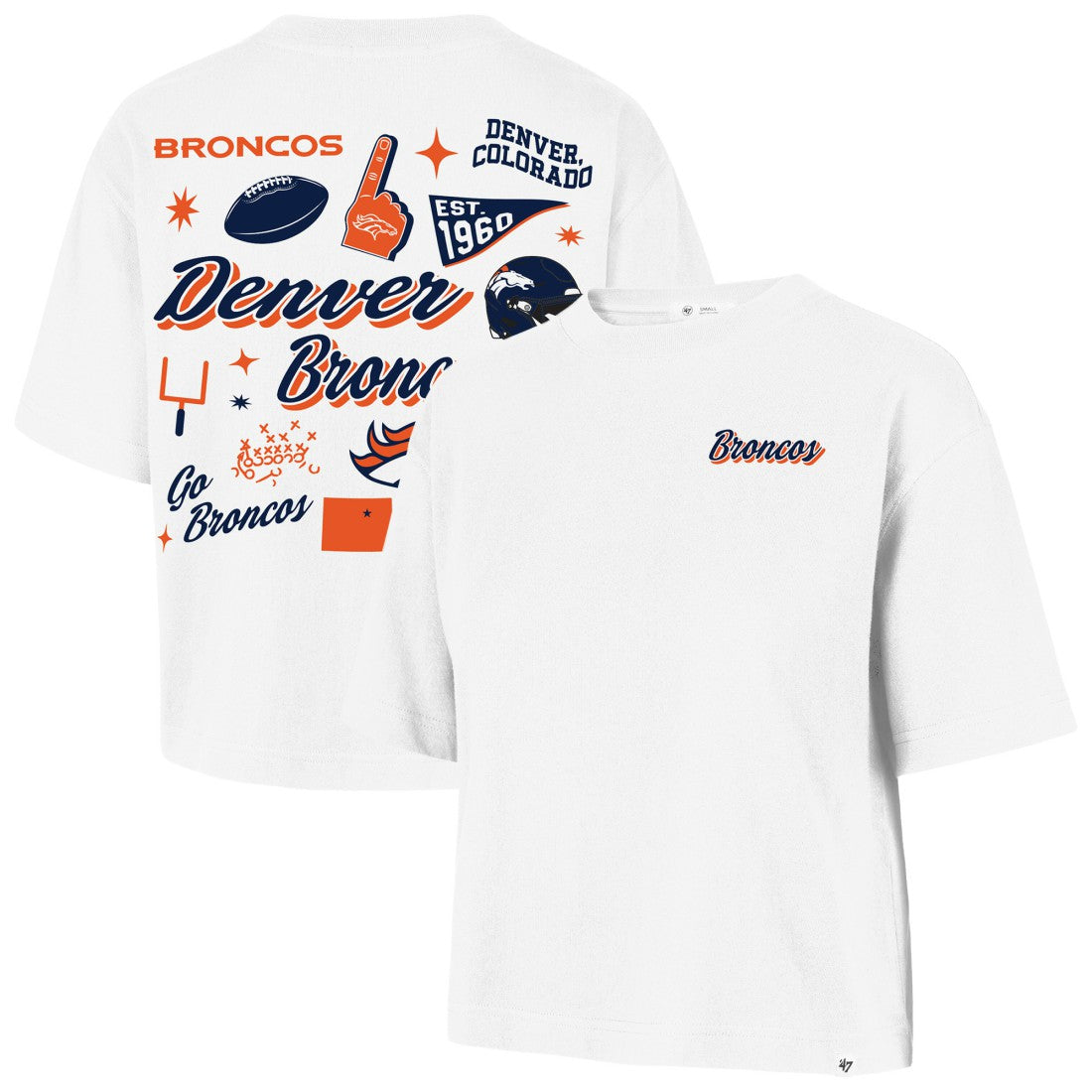 Denver Broncos '47 Women's Collage Script Reed City T-Shirt White - 47 brand