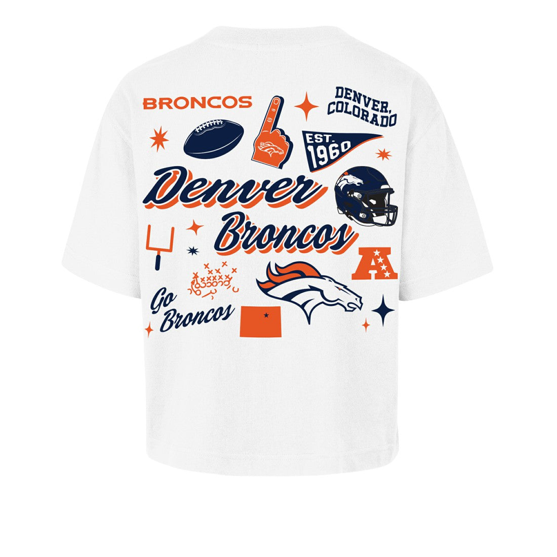 Denver Broncos '47 Women's Collage Script Reed City T-Shirt White - 47 brand
