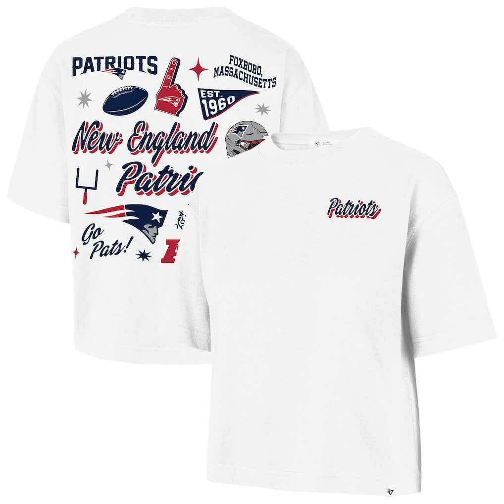 New England Patriots '47 Women's Collage Script Reed City T-Shirt White - 47 brand