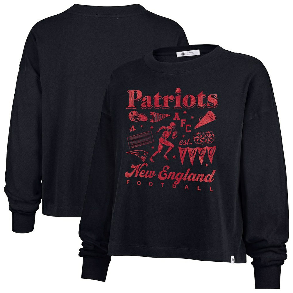 New England Patriots '47 Women's Team Collage Sydney Long Sleeve T-Shirt Navy - 47 brand