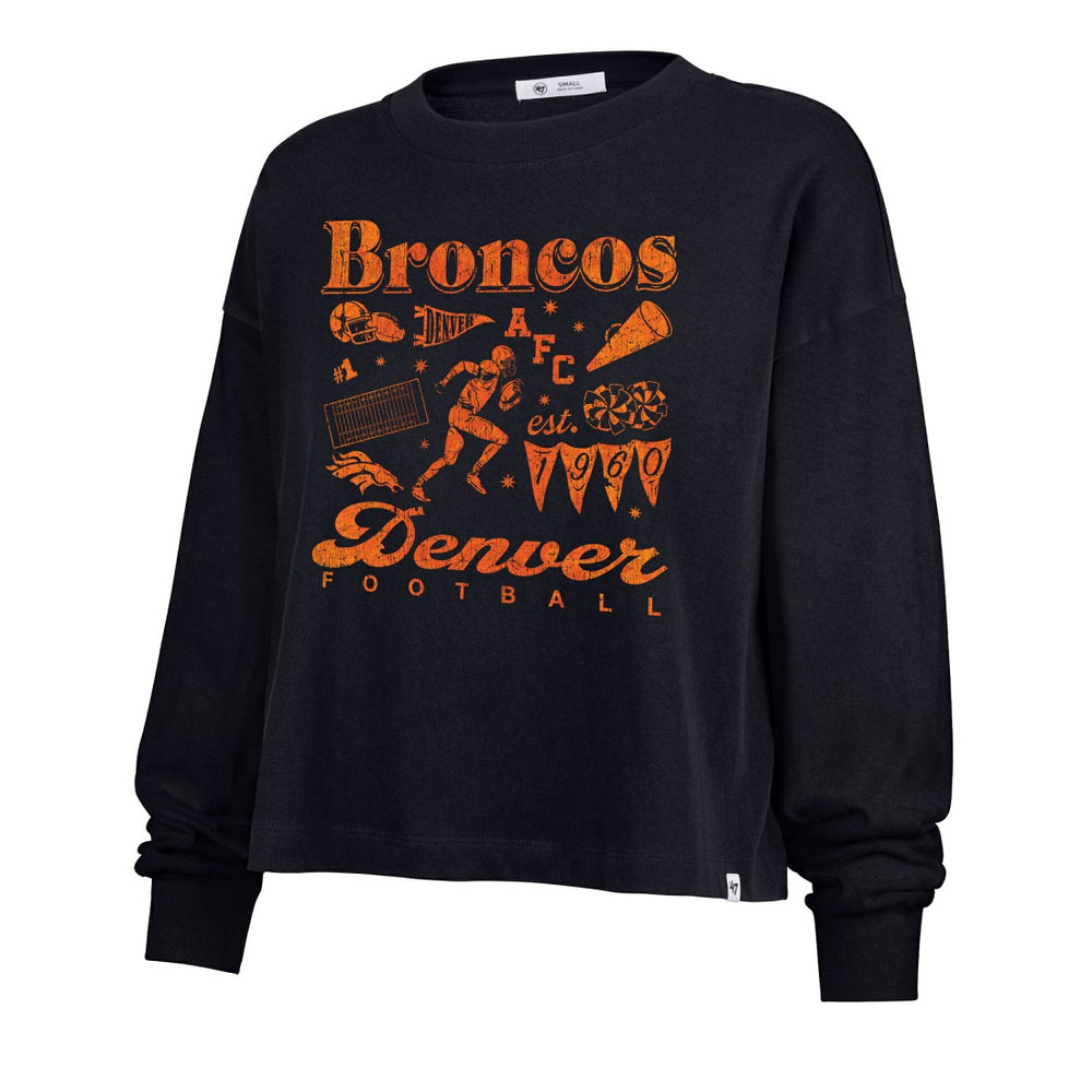 Denver Broncos '47 Women's Team Collage Sydney Long Sleeve T-Shirt Navy - 47 brand