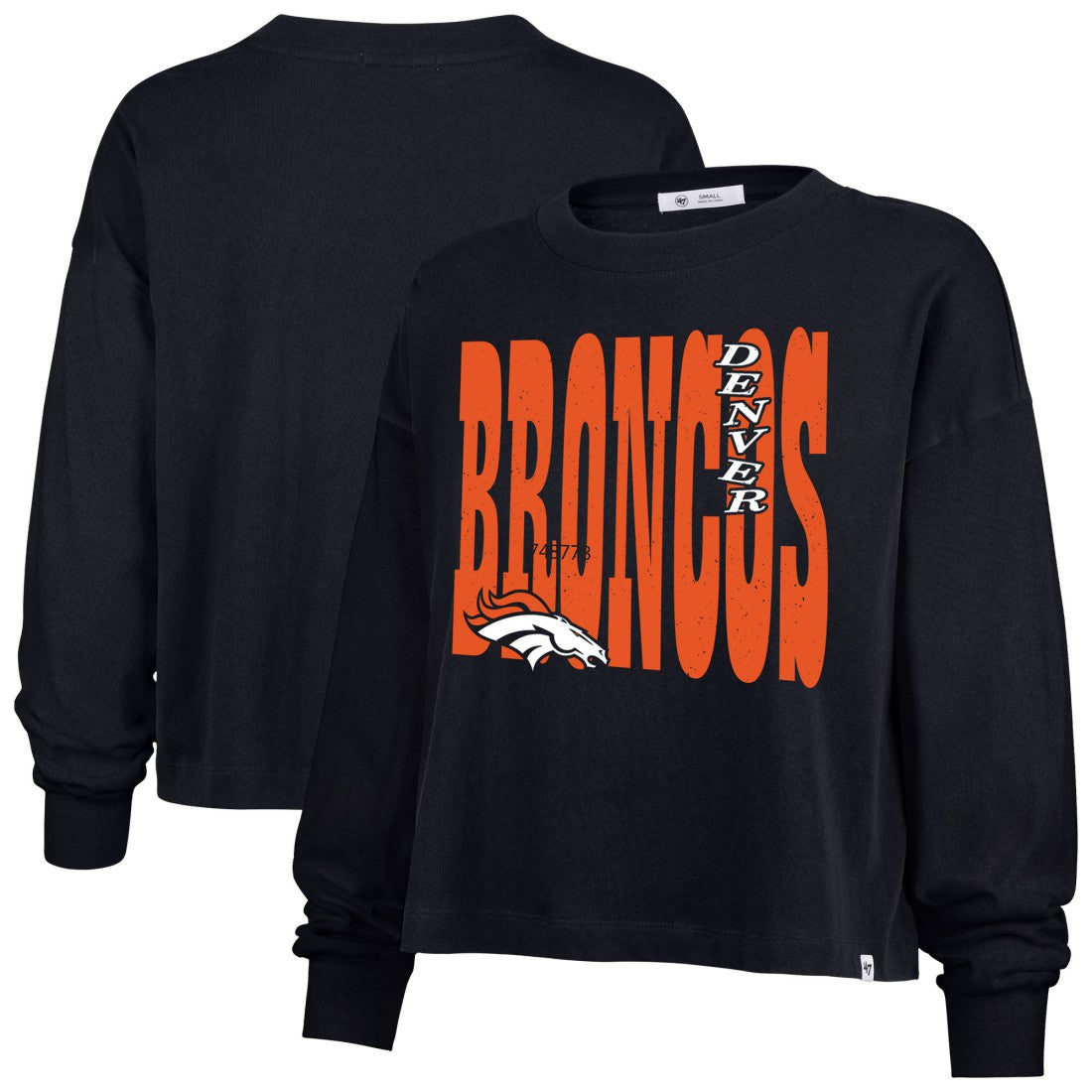 Denver Broncos '47 Women's Stacked Sydney Long Sleeve T-Shirt Navy - 47 brand
