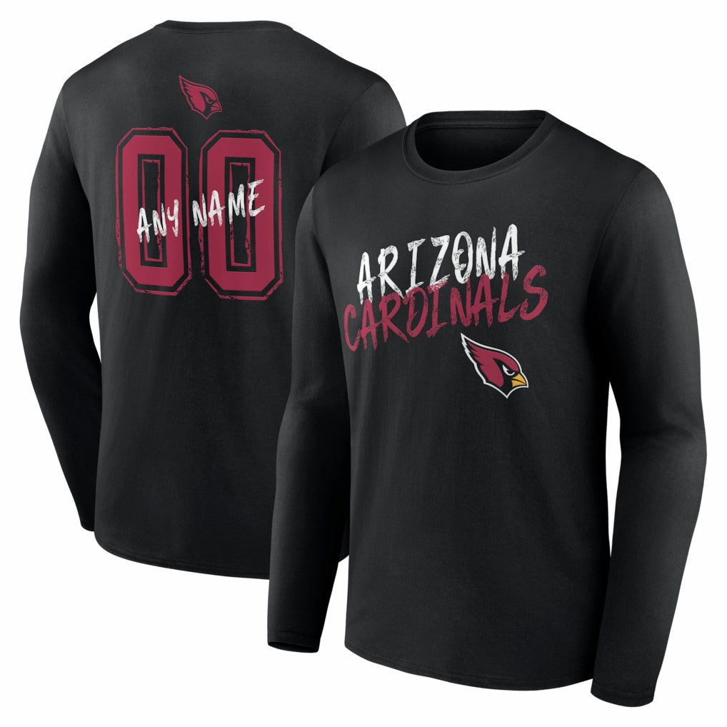 Arizona Cardinals Hustle Personalized Name & Number Long Sleeve T-Shirt Black - NFL
