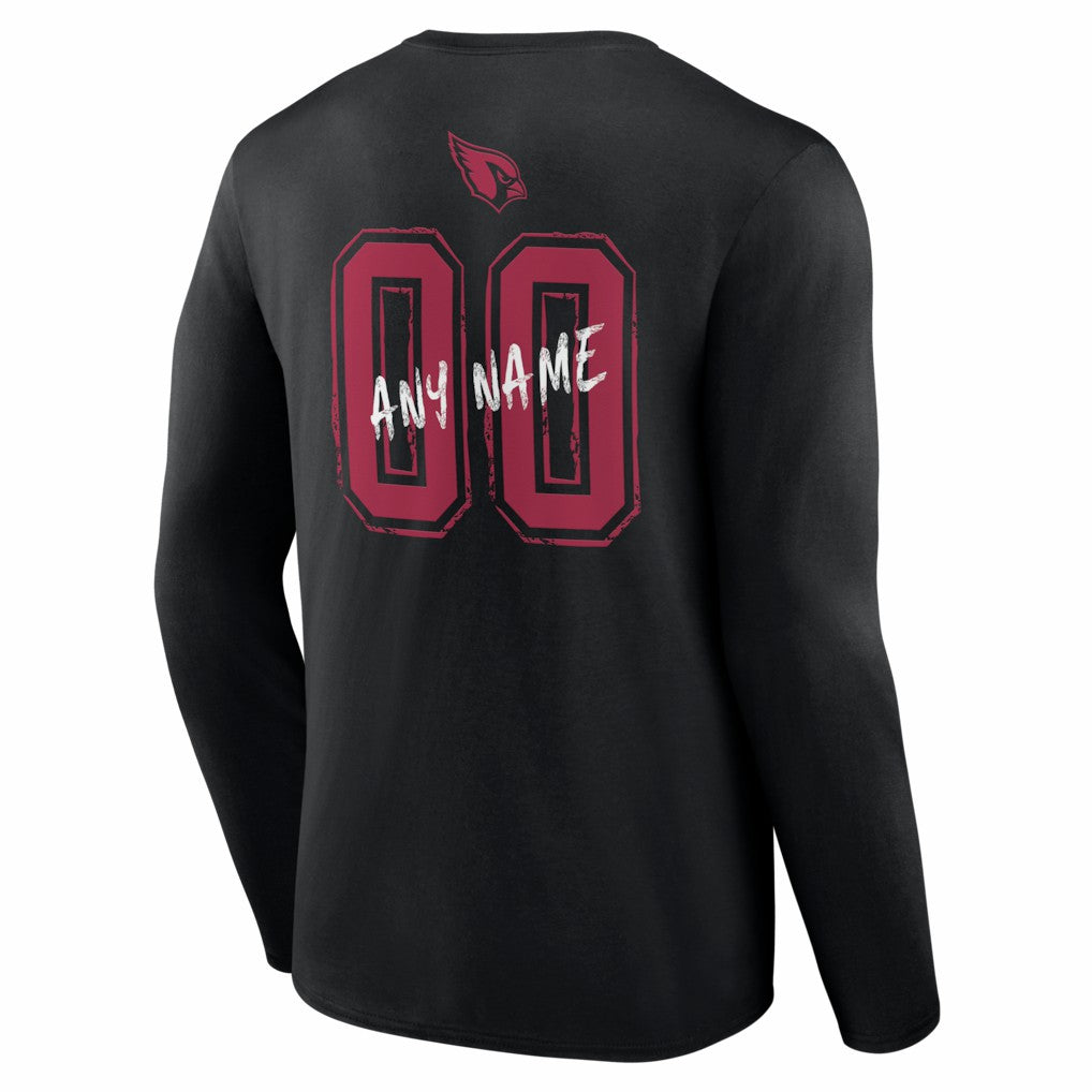 Arizona Cardinals Hustle Personalized Name & Number Long Sleeve T-Shirt Black - NFL