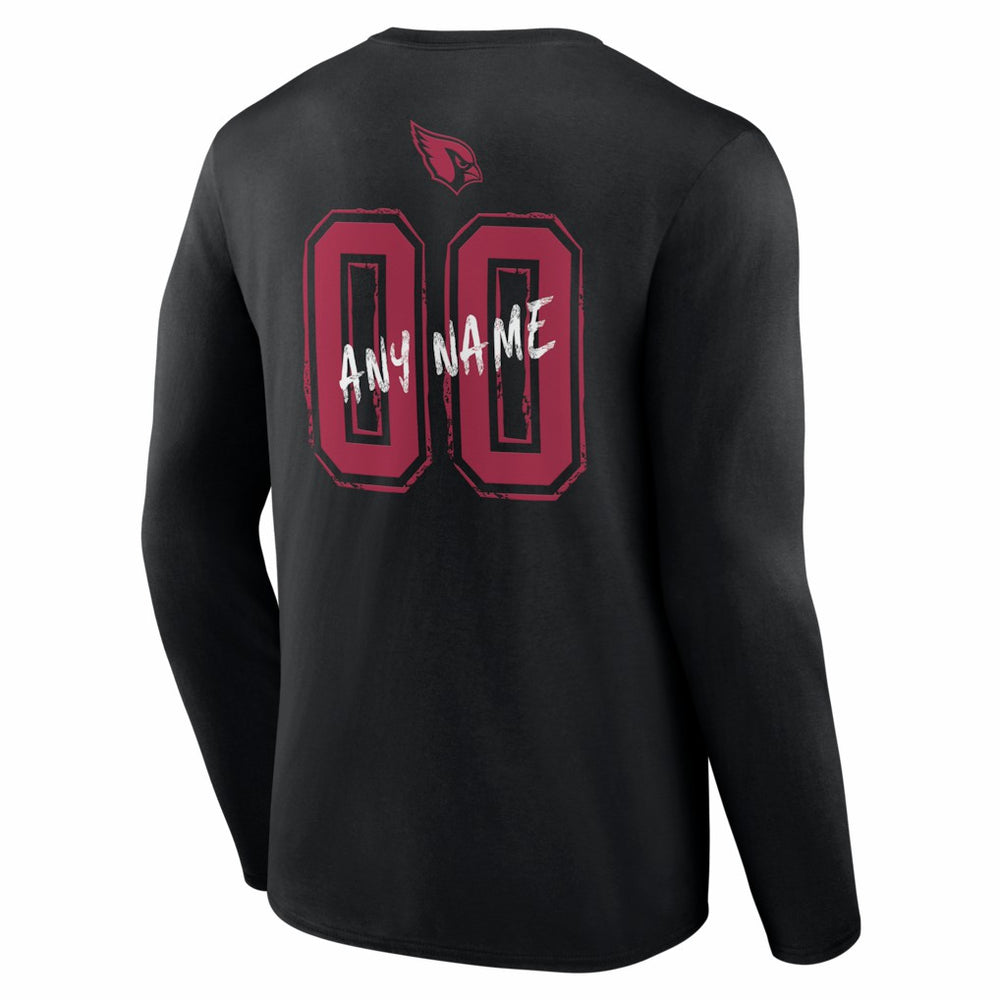 Arizona Cardinals Hustle Personalized Name & Number Long Sleeve T-Shirt Black - NFL