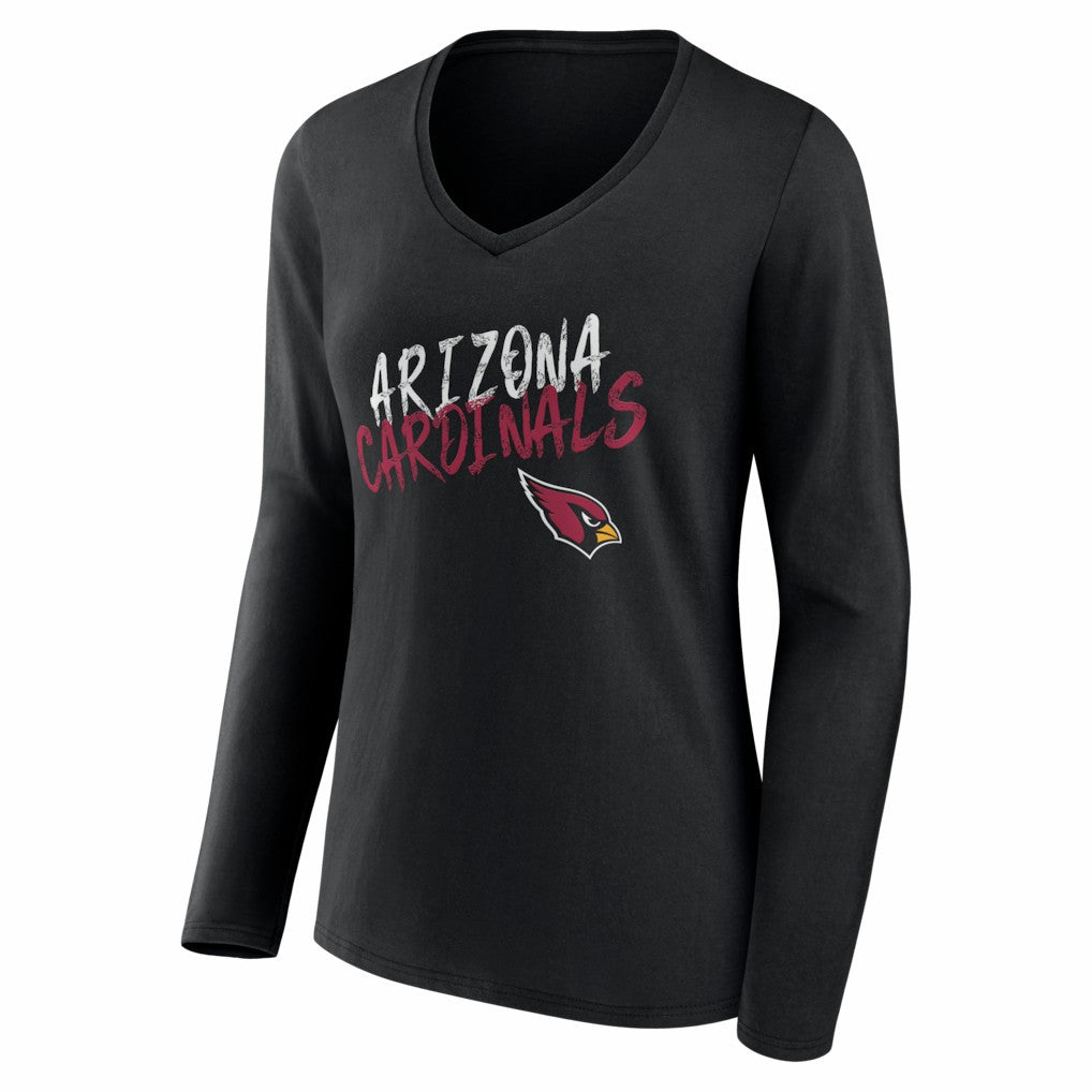 Arizona Cardinals Women's Hustle Personalized Name & Number Long Sleeve V-Neck T-Shirt Black - NFL