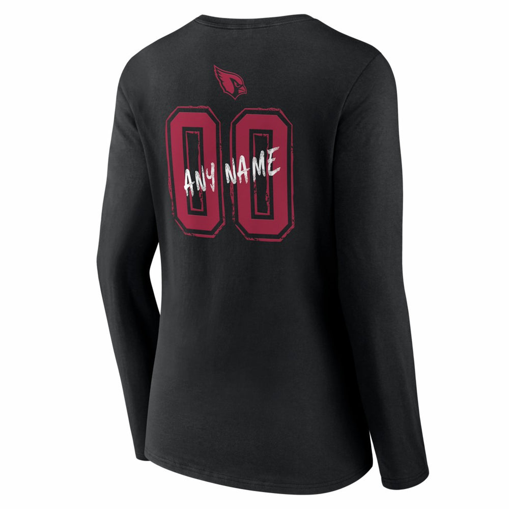 Arizona Cardinals Women's Hustle Personalized Name & Number Long Sleeve V-Neck T-Shirt Black - NFL