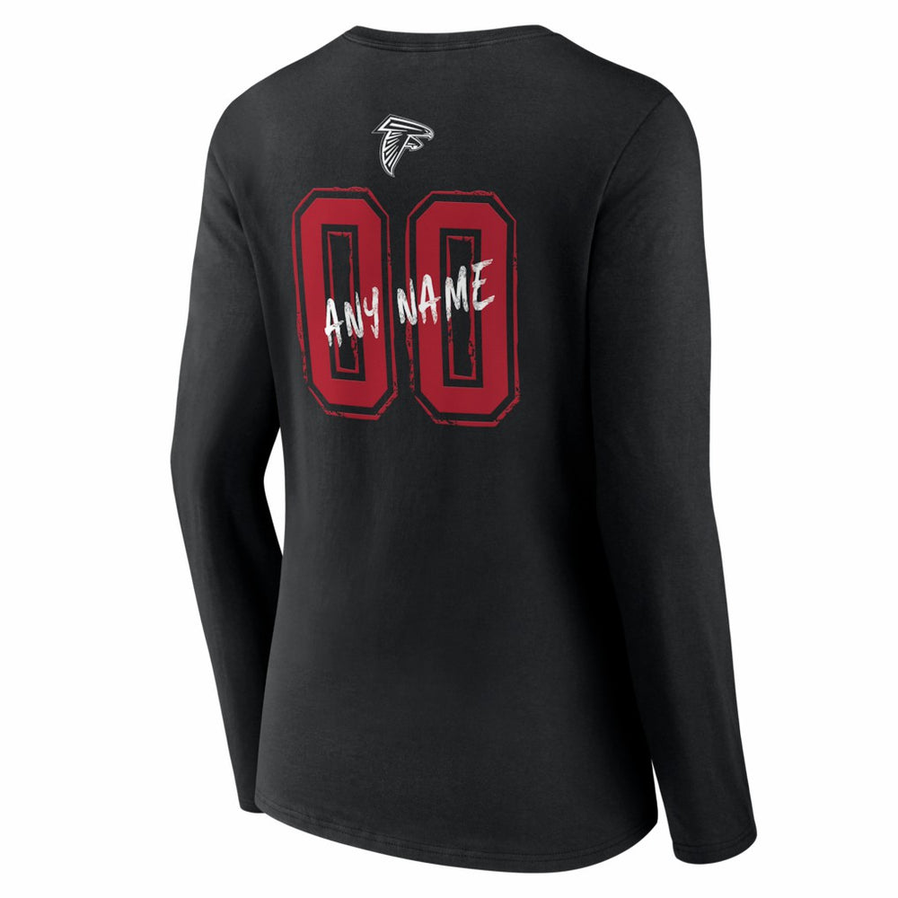 Atlanta Falcons Women's Hustle Personalized Name & Number Long Sleeve V-Neck T-Shirt Black - NFL