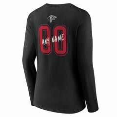 Atlanta Falcons Women's Hustle Personalized Name & Number Long Sleeve V-Neck T-Shirt Black - NFL