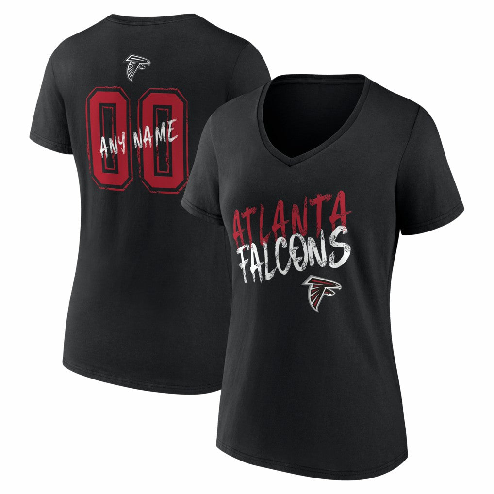 Atlanta Falcons Women's Hustle Personalized Name & Number V-Neck T-Shirt Black - NFL