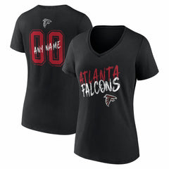 Atlanta Falcons Women's Hustle Personalized Name & Number V-Neck T-Shirt Black - NFL