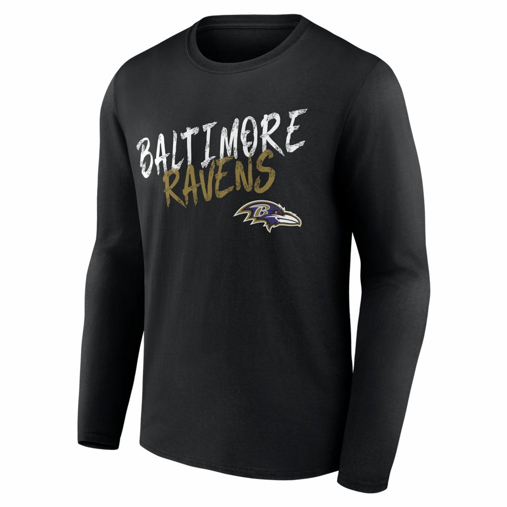 Baltimore Ravens Hustle Personalized Name & Number Long Sleeve T-Shirt Black - NFL