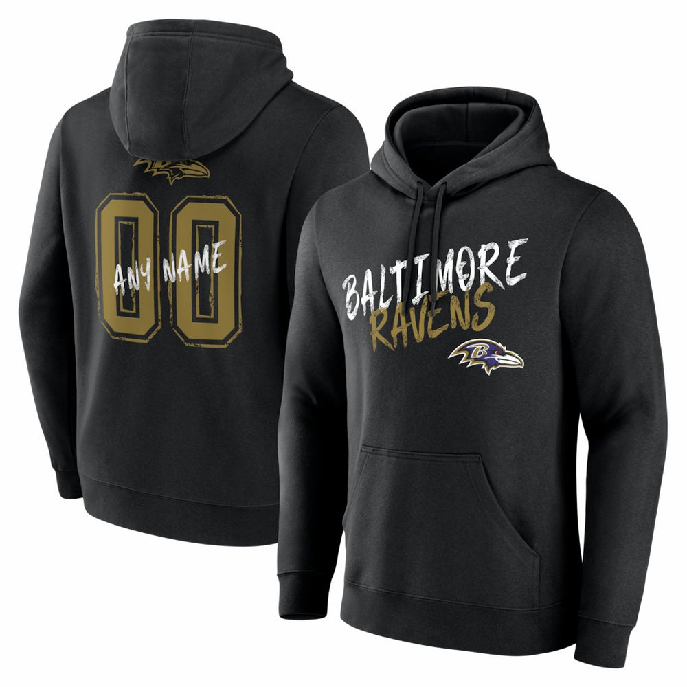 Baltimore Ravens Hustle Personalized Name & Number Hoodie Black - NFL